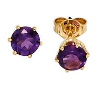 Ohrstecker rund 585 Gold Gelbgold 2 Amethyste lila violett Ohrringe