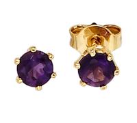 Ohrstecker rund 585 Gold Gelbgold 2 Amethyste lila violett Ohrringe