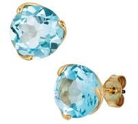 Ohrstecker rund 585 Gold Gelbgold 2 Blautopase hellblau blau Ohrringe