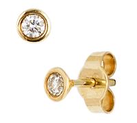 Ohrstecker rund 585 Gold Gelbgold 2 Diamanten Brillanten 0,10ct. Ohrringe