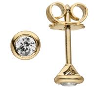 Ohrstecker rund 585 Gold Gelbgold 2 Diamanten Brillanten 0,24 ct. Ohrringe