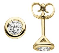 Ohrstecker rund 585 Gold Gelbgold 2 Diamanten Brillanten 0,74 ct. Ohrringe