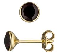 Ohrstecker rund 585 Gold Gelbgold 2 Granate rot Ohrringe Granatohrringe