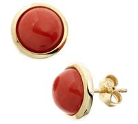 Ohrstecker rund 585 Gold Gelbgold 2 Korallen rot Ohrringe Goldohrstecker