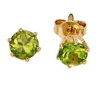 Ohrstecker rund 585 Gold Gelbgold 2 Peridote grün Ohrringe Goldohrstecker