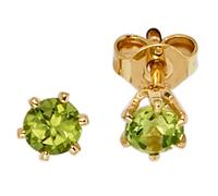 Ohrstecker rund 585 Gold Gelbgold 2 Peridote grün Ohrringe Goldohrstecker