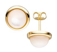 Ohrstecker rund 585 Gold Gelbgold 2 Perlmutt-Steine Ohrringe Goldohrringe