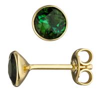 Ohrstecker rund 585 Gold Gelbgold 2 Turmaline grün Ohrringe Turmalinohrringe