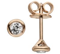 Ohrstecker rund 585 Gold Rotgold 2 Diamanten Brillanten 0,24 ct. Ohrringe