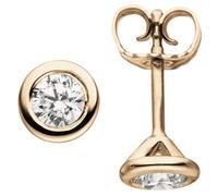 Ohrstecker rund 585 Gold Rotgold 2 Diamanten Brillanten 0,50 ct. Ohrringe