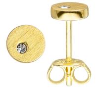 Jobo Damen Ohrstecker rund 925 Silber gold vergoldet matt 2 Zirkonia Ohrringe 5,5 mm