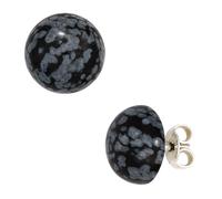 Ohrstecker rund 925 Sterling Silber 2 Schneeflocken-Obsidiane Ohrringe