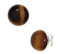 Jobo Damen Ohrstecker rund 925 Sterling Silber 2 Tigeraugen braun Ohrringe