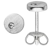 Ohrstecker rund 925 Sterling Silber matt 2 Zirkonia Ohrringe Silberohrstecker
