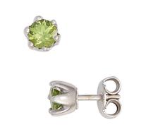 Ohrstecker rund 925 Sterling Silber rhodiniert 2 Peridote grün Ohrringe