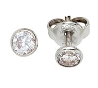 Ohrstecker rund 925 Sterling Silber rhodiniert 2 Zirkonia Ohrringe