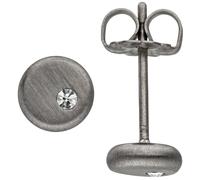 Ohrstecker rund aus Titan matt mit Kristallsteinen Titanohrstecker 5,8 mm