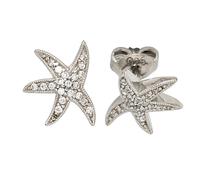 Ohrstecker Seestern 925 Sterling Silber rhodiniert mit Zirkonia Ohrringe
