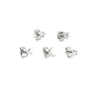 Ohrstecker-Set BRUNO BANANI "Mulitpack Schmuck Geschenk Silber 925 Ohrschmuckset Stern Mond Kreuz", silber (silberfarben, kristallweiß, kristallweiß), Ohrringe, Damen, Silber 925 (Sterlingsilber), mit