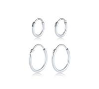 Ohrstecker-Set ELLI "Ohrringe Creolen 2er Set 925 Sterling Silber", silber, Ohrringe, Damen, Silber 925 (Sterlingsilber) (89281201-0) silber