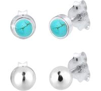 Ohrstecker-Set ELLI "Schmuck Geschenk Silber 925 Ohrringe", grün (silberfarben, türkis, türkis), Ohrringe, Damen, 4mm, Silber 925 (Sterlingsilber), Ohrstecker-Set, mit Howlith (75700444-0)