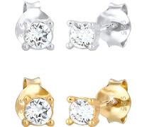 Ohrstecker-Set ELLI "Schmuck Geschenk Silber 925 Ohrringe", silber (silberfarben, gelbgoldfarben, kristallweiß, kristallweiß), Ohrringe, Damen, 4mm, Silber 925 (Sterlingsilber), Ohrstecker-Set, mit Gl