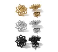 Ohrstecker-Set FIRETTI "Multipack Schmuck Geschenk Edelstahl Ohrschmuck Ohrringe Blumen", schwarz, silberfarben, gelbgoldfarben, Ohrringe, Damen, 11mm, Edelstahl, Ohrstecker-Set (37773456-0)