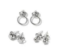 Ohrstecker-Set FIRETTI "Multipack Schmuck Geschenk Edelstahl Ohrschmuck Ohrringe", silberfarben, Ohrringe, Damen, Edelstahl, Ohrstecker-Set (99375159-0)