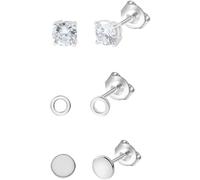 Ohrstecker-Set FIRETTI "Multipack Schmuck Geschenk Silber 925 Ohrschmuck Ohrringe", silber (silberfarben, kristallweiß, kristallweiß), Ohrringe, Damen, Silber 925 (Sterlingsilber), Ohrstecker-Set, mit