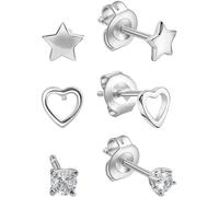 Ohrstecker-Set FIRETTI "Multipack Schmuck Geschenk Silber 925 Ohrschmuck Ohrringe", silber (silberfarben, kristallweiß, kristallweiß), Ohrringe, Damen, Silber 925 (Sterlingsilber), Ohrstecker-Set, mit