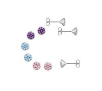 Ohrstecker-Set FIRETTI "Multipack Schmuck Geschenk Silber 925 Ohrstecker Glitzer" Gr. 3,5, bunt (silberfarben, pink, hellblau, lila, pink, hellblau, amethyst), Ohrringe, Mädchen, 3,5, Silber 925 (Ster