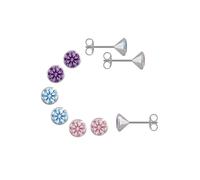 Ohrstecker-Set FIRETTI "Multipack Schmuck Geschenk Silber 925 Ohrstecker Glitzer" Gr. 4,5, bunt (silberfarben, pink, hellblau, lila, pink, hellblau, amethyst), Ohrringe, Mädchen, 4,5, Silber 925 (Ster