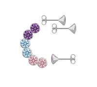 Ohrstecker-Set FIRETTI "Multipack Schmuck Geschenk Silber 925 Ohrstecker Glitzer" Gr. 5,5, bunt (silberfarben, pink, hellblau, lila, pink, hellblau, amethyst), Ohrringe, Damen, 5,5, Silber 925 (Sterli
