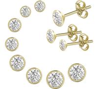 Ohrstecker-Set FIRETTI "Multipack Schmuck Geschenk Silber 925 Ohrstecker Glitzerstein", gold (gelbgoldfarben, kristallweiß, kristallweiß), Ohrringe, Jungen, Silber 925 (Sterlingsilber), mit Zirkonia (