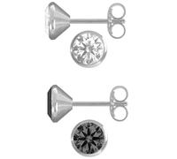 Ohrstecker-Set FIRETTI "Multipack Schmuck Geschenk Silber 925 Ohrstecker Glitzerstein", schwarz-weiß (silberfarben, schwarz, weiß, weiß, schwarz), Ohrringe, Jungen, 5,5mm, Silber 925 (Sterlingsilber),