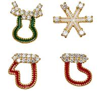 Ohrstecker-Set FIRETTI "Multipack Schmuck Silber 925 Rentier, Eiskristall, Handschuh, Stiefel", bunt (gelbgoldfarben, grün, weiß, rot, kristallweiß, kristallweiß), Ohrringe, Damen, Silber 925 (Sterlin