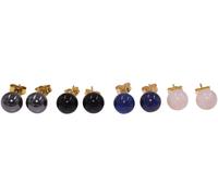 Ohrstecker-Set FIRETTI "Schmuck Geschenk Silber 925 Ohrschmuck Ohrringe Edelsteine", blau (gelbgoldfarben, grau, rosa, schwarz, blau, grau, rosa, schwarz, blau), Ohrringe, Damen, 8mm, Silber 925 (Ster
