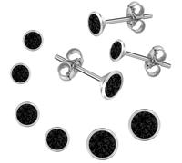Ohrstecker-Set "Multipack Schmuck Geschenk Silber 925 Ohrringe", silberfarben, schwarz, schwarz, ANISTON JEWELRY & WATCHES, Ohrringe, Damen, Silber 925 (Sterlingsilber), Made in Germany - mit Zirkonia
