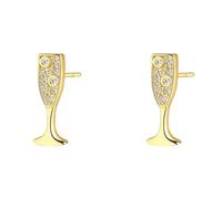 Ohrstecker Silber 925 Damen,Damen Ohrstecker, Mode Asymmetrisch Weinflasche Weinglas 925Er Sterling Silber Ohrstecker Zirkonia Ohrringe Elegant Silber Ohrstecker Schmuck Geschenke Für Ihre Frauen M