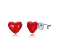 Ohrstecker Silber 925 Damen,Damen Ohrstecker Ohrringe, Einfachheit Fashion Rotes Emaille Herz 925 Sterling Silber Ohrstecker Ohrringe Zirkonia Eleganter Silber Ohrstecker Schmuck Geschenke Für Ihre