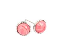 Ohrstecker Silber 925 Damen,Damen-Ohrstecker, Vintage Natürlicher Rhodochrosit 925 Sterling Silber Ohrstecker Zirkonia Ohrringe Elegante Silber Ohrstecker Schmuck Geschenke Für Ihre Frauen Mädchen