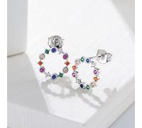 Ohrstecker Silber 925 Damen,Ohrstecker Der Frauen, Art- Und Weisefunkelnder Bunter Zirkon-Kranz 925 Sterlingsilber-Ohrstecker-Ohrringe Eleganter Silberner Bolzen-Schmuck Geschenke Für Ihre Frauenm
