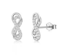 Ohrstecker Silber 925 für Damen Herren, Infinity Ohrstecker Ohrringe Silber 925 mit AAA Zirkonia 12mm Silberohrringe Schmuck Unendlichkeit Geschenke