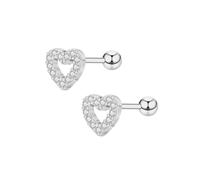 Ohrstecker Silber 925,Glitzer Kleine Herz Ohrringe Zirkonia Stecker,Hypoallergen Piercing Ohr Silberohrringe Damen Studs Geschenke für Geburtstag Muttertag Weihnachten Erntedankfest