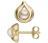 Ohrstecker Tropfen 333 Gold Gelbgold 2 Süßwasser Perlen Ohrringe