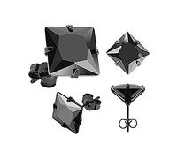 Ohrstecker Zirkonia Edelstahl Damen Herren Ohrringe Kristall schwarz transparent schwarz-quadratisch 7 mm