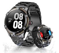 OHUGNA Smartwatch Herren mit 440mAh Lange Akkulaufzeit für Android iOS, 1,43" AMOLED Display, IP67 Wasserdicht Fitnessuhr mit 100+ Sportmodi, Herzfrequenz- & Schlafmonitor, 2 Armbänder (Schwarz)