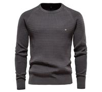 OHXSM Herren Pullover Sweatshirts Plaid Jacquard Langarm Hipster Lässiger Pullover Herren Pullover Rundhals Lässig Warmes Hemd Herren Einfarbiger Pullover Langarm Pullover Fit Strickpullover Pullover