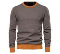 OHXSM Herren Pullover Tops Winter Wollstrick Rundhals Pullover Langarm Warme Strickwaren Pullover Herren Rundhals Pullover Slim Fit Leichter Strickpullover aus Baumwolle Pullover Strickoberteil
