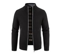 OHXSM Herren Strickjacke Dicker Pullover Durchgehender Reißverschluss Kragen Warmer Pullover mit Fleece gefüttert Herren Wintermantel Dicke Strickjacke Rollkragen Reißverschluss mit Fleece gefüttert